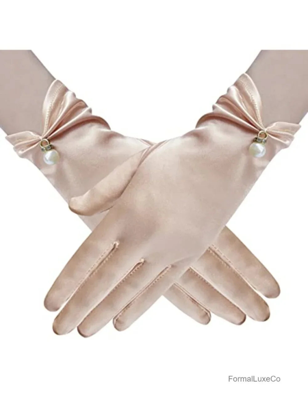 Elegant Satin Lace Wedding Gloves, Short Wrist Opera Gloves, Formal Party